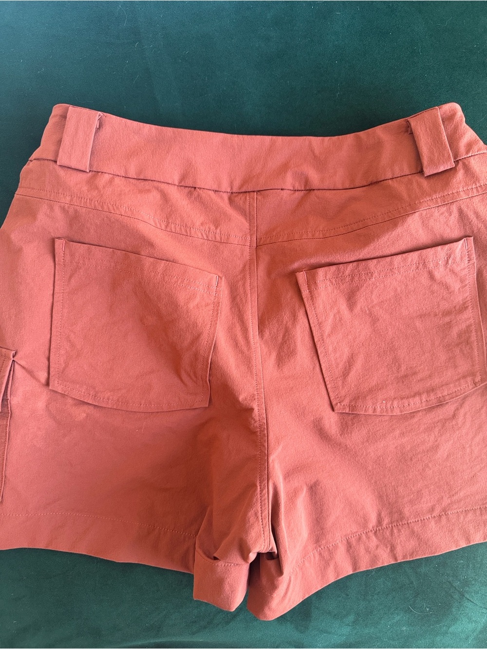 High-Rise Rust Cargo Shorts with Patch Pockets